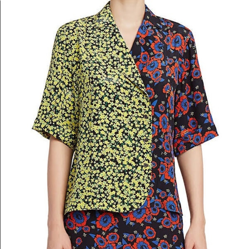 Rokh Hawaiian Mixed Print Bowling Shirt